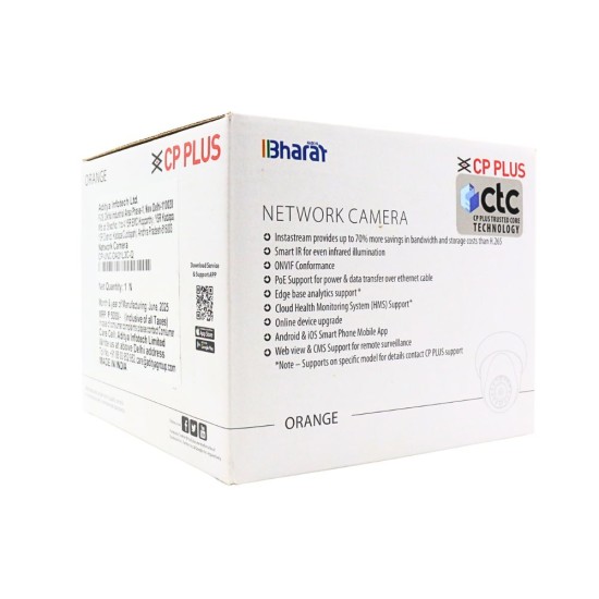CP-Plus 2MP IP Dome Camera 3.6mm With Audio (DA21L3C-Q)