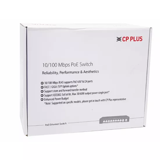 CP-Plus Poe Switch 8 Port (8 FE + 2 FE Port) CP-UNW-HPU8H2-96